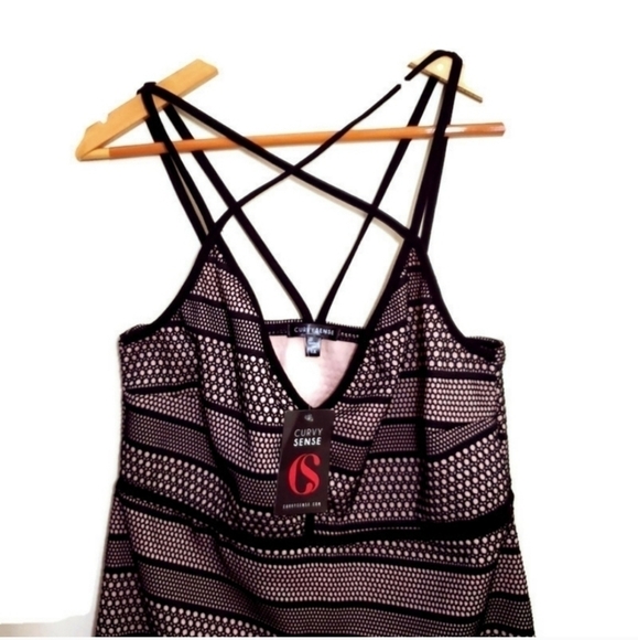 CURVY Sense Stretch Black and Tan Dress Size 1X - Picture 2 of 7